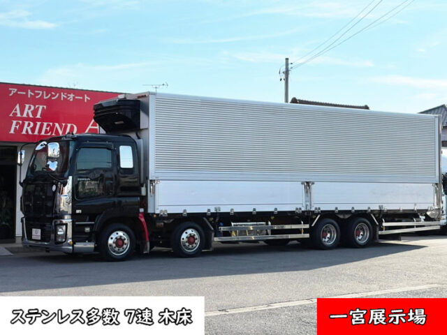 【1257】H23　ギガ　冷凍ウィング　ステンレス多数　リア門口ステンレス　格納ゲート付　木床