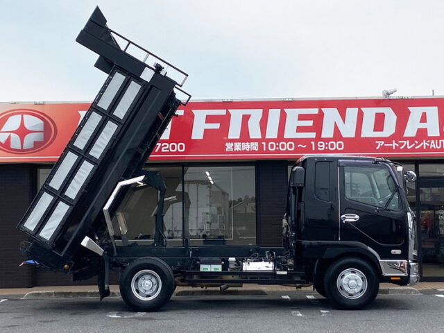 【940】H21　ファイター　ダンプ　電動コボレーン付　新明和ボディ　寝台付　車検付