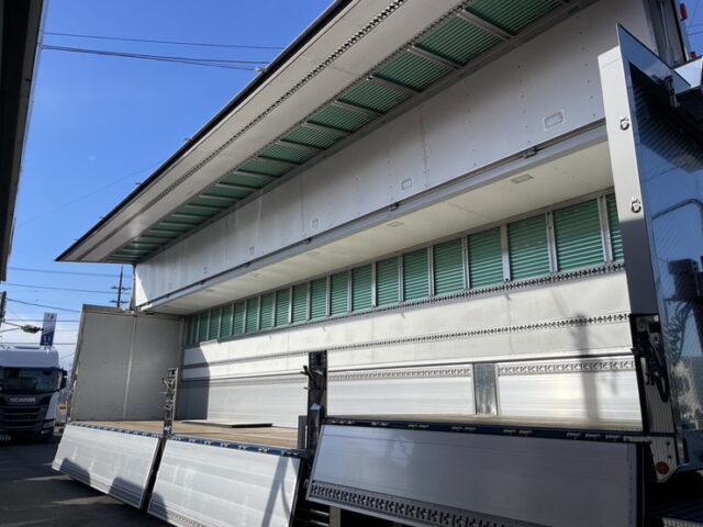 令和4年式 トレクス製 3軸 段付きトレーラーウィング リフトアクスル 後軸残し