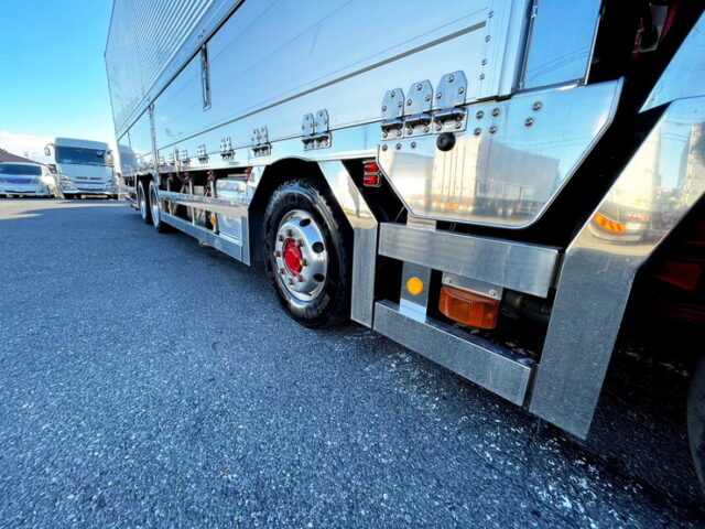 【1326】H30　クオン　ハイルーフ　ウィング　造りボディ　ステンレス多数　木床　380馬力