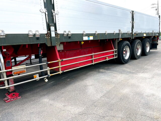 【1588】H30　日本トレクス　トレーラー　平ボデーアルミブロック　メーターアオリ　リフトアクスル中残し