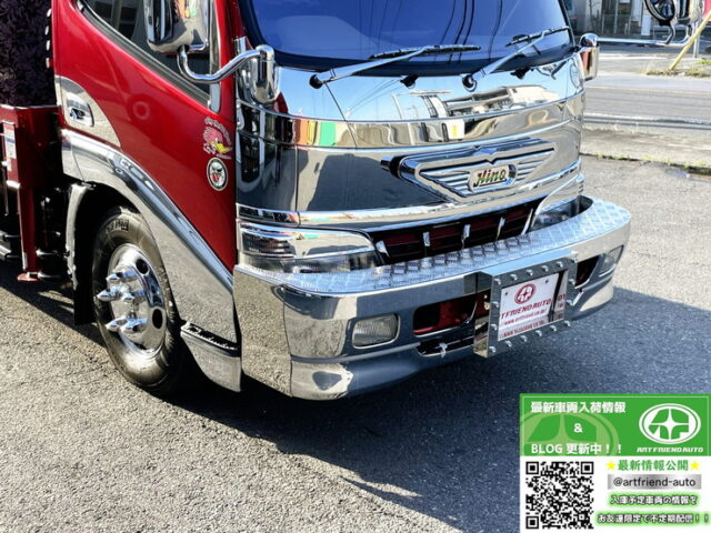 日野　デュトロ　4段クレーン　ラジコン　フックイン　前出しバンパー昇降機付き　ヒッチメンバー