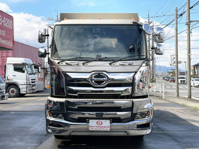 日野　17プロフィア　ダンプ　5300×2200　E13C　前出しバンパー　昇降機付き　電動コボレーン