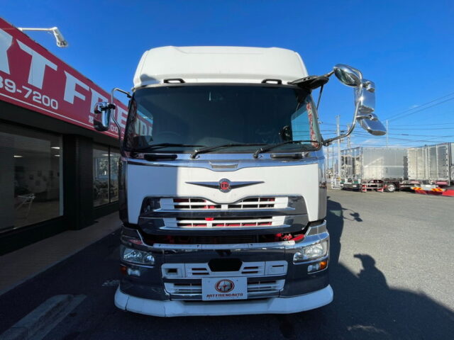 【1326】H30　クオン　ハイルーフ　ウィング　造りボディ　ステンレス多数　木床　380馬力