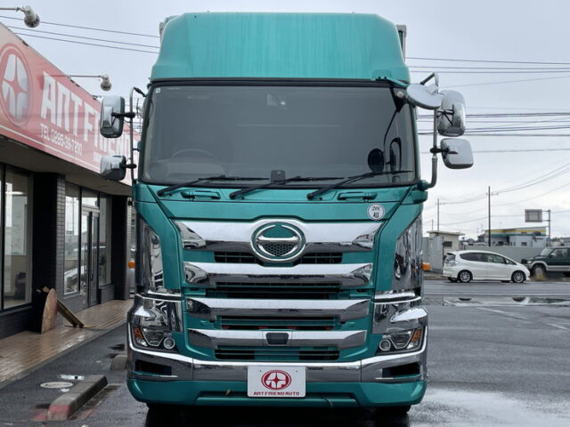 日野：17プロフィア：冷凍ウィング：7MT：リア門口ステンレス：サイドバンパーステンレス：ステンレス架装多数：メッキパーツ多数