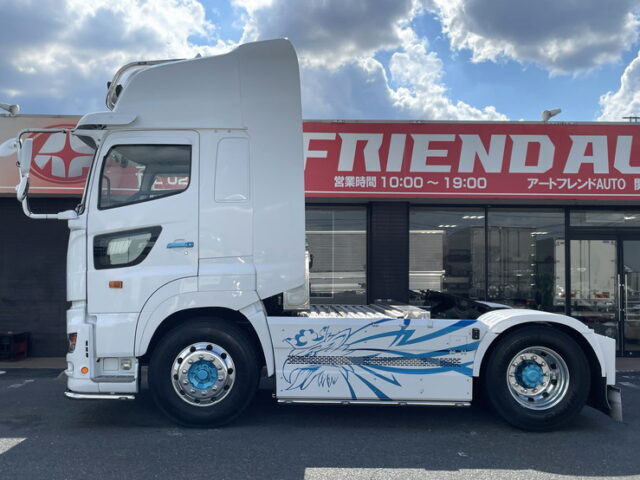 日野：プロフィア：トレーラーヘッド：ハイルーフ：ルーフバー：パイプバンパー：アルミホイール