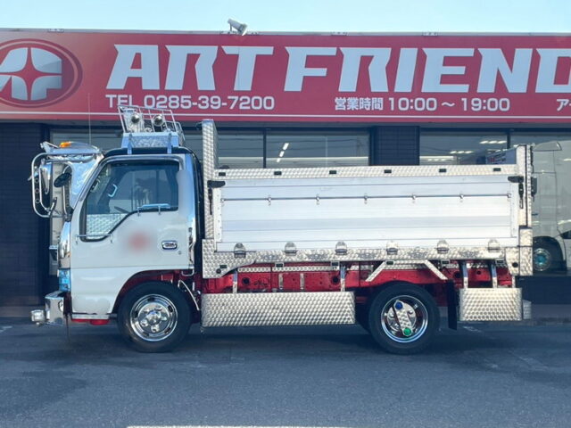 いすゞ：エルフ：造り平ボディ：内装生地張り：5MT：オバＱバンパー：フロントバイザー：架装多数