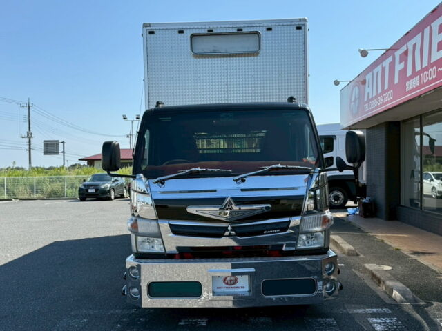 ブルーテックキャンター：造りボディ：アルミバン：ワイド超ロング：舟形バンパー：バスフェンダー