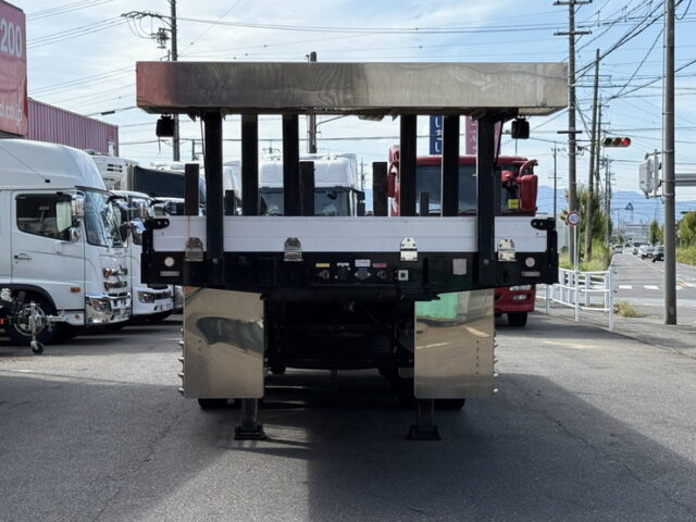 トレクス：平床セミトレーラー：アオリ20㎝：5方開：3軸：板バネ：最大積載量28.500㎏