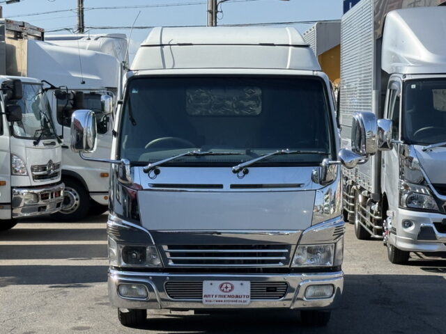 キャンター：平ボデー：標準幅：10尺長：カスタム：オートマ：煤焼き有：150馬力