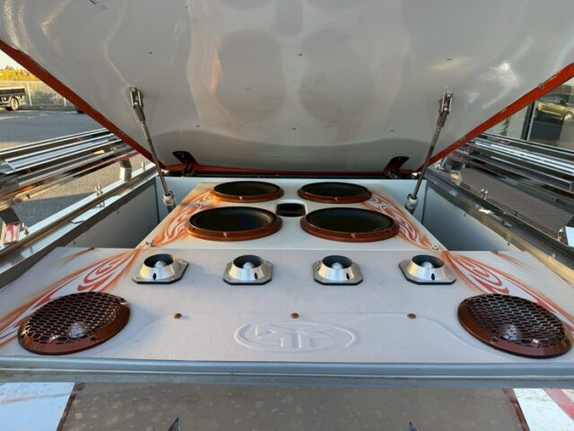 いすゞ：エルフ：イベント車：架装多数：カスタムペイント：荷台トランク仕様：マニ割り