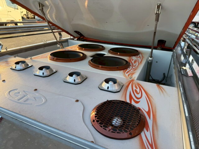 いすゞ：エルフ：イベント車：架装多数：カスタムペイント：荷台トランク仕様：マニ割り