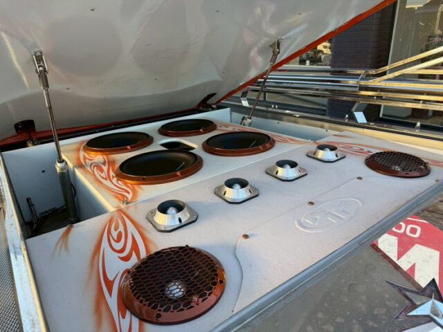 いすゞ：エルフ：イベント車：架装多数：カスタムペイント：荷台トランク仕様：マニ割り