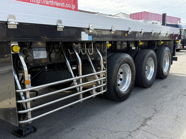 トレクス：平床セミトレーラー：アオリ20㎝：5方開：3軸：板バネ：最大積載量28.500㎏