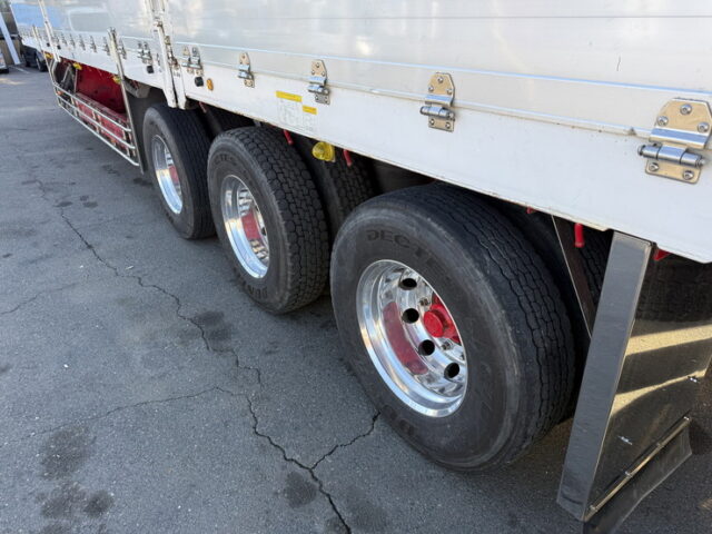 日本トレクス:トレーラー:平ボデー:アルミブロック:1Mアオリ:リフトアクスル:中残し