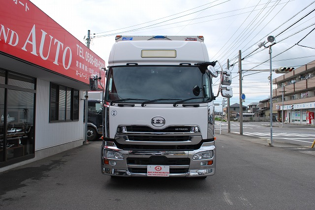 【275】UDトラックスクオン　低床　アルミウイング　格納ゲート　ハイルーフ　リヤエアサス