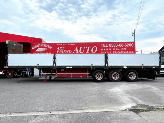 【1588】H30　日本トレクス　トレーラー　平ボデーアルミブロック　メーターアオリ　リフトアクスル中残し