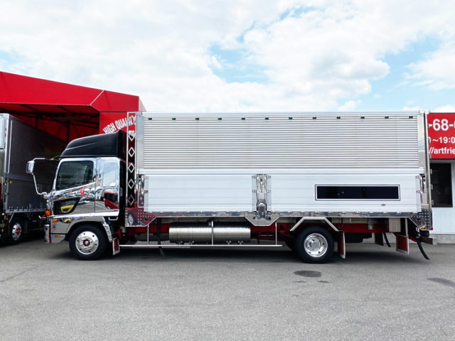 【632】日野　レンプロ　　ハイルーフ　冷凍ウィング　造りボディ　セミワイド　アルミ縞床