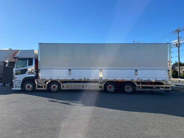 【1326】H30　クオン　ハイルーフ　ウィング　造りボディ　ステンレス多数　木床　380馬力