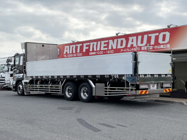 日野：プロフィア：アルミブロック平ボディ：7MT：ステンレス架装多数：メッキパーツ多数：アルミホイール　