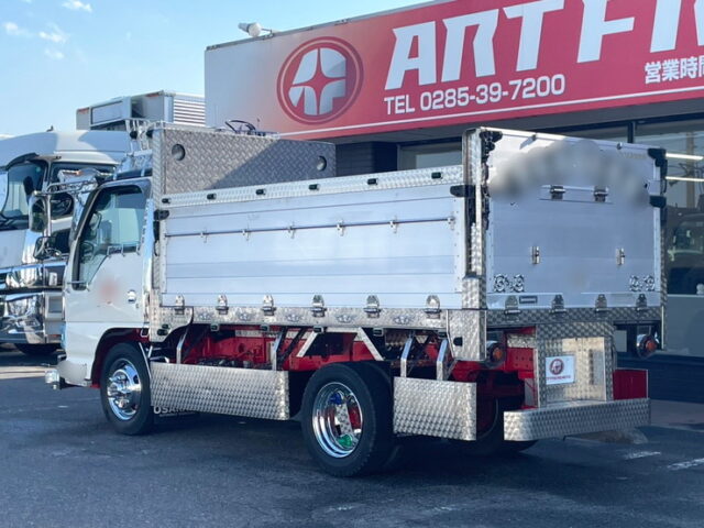 いすゞ：エルフ：造り平ボディ：内装生地張り：5MT：オバＱバンパー：フロントバイザー：架装多数