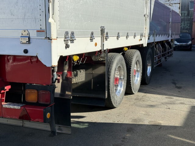 日本トレクス:トレーラー:平ボデー:アルミブロック:1Mアオリ:リフトアクスル:中残し