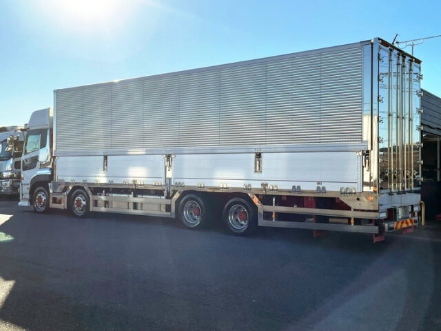 【1326】H30　クオン　ハイルーフ　ウィング　造りボディ　ステンレス多数　木床　380馬力