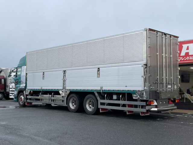 日野：17プロフィア：冷凍ウィング：7MT：リア門口ステンレス：サイドバンパーステンレス：ステンレス架装多数：メッキパーツ多数