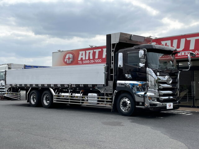 日野：プロフィア：アルミブロック平ボディ：7MT：ステンレス架装多数：メッキパーツ多数：アルミホイール　