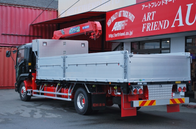 【323】いすゞフォワード　セミワイド　クレーン付平ボデー　カスタム多数