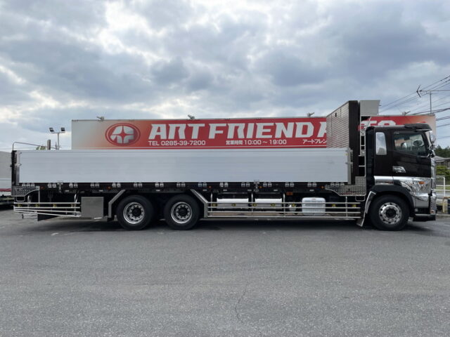 日野：プロフィア：アルミブロック平ボディ：7MT：ステンレス架装多数：メッキパーツ多数：アルミホイール　