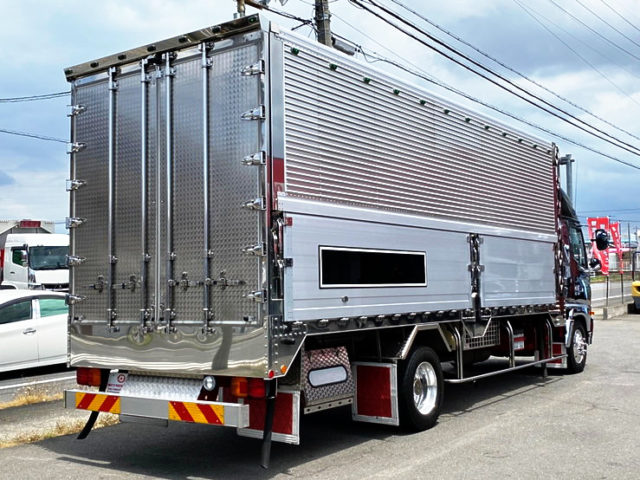 【632】日野　レンプロ　　ハイルーフ　冷凍ウィング　造りボディ　セミワイド　アルミ縞床