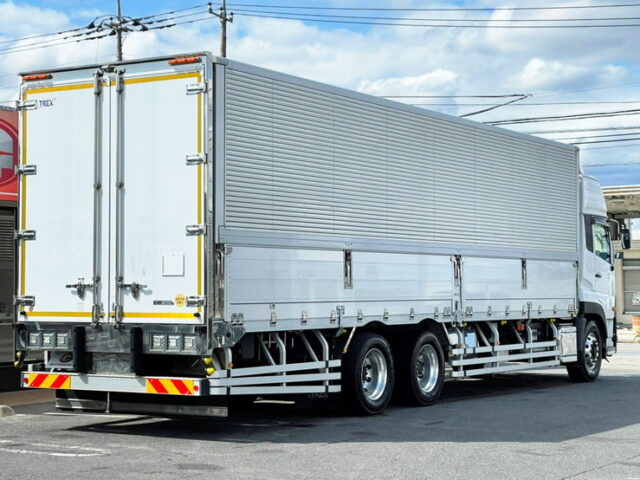 【1112】H29　クオン　ハイルーフ　ウィング　リア門口ステンレス　総輪エアサス