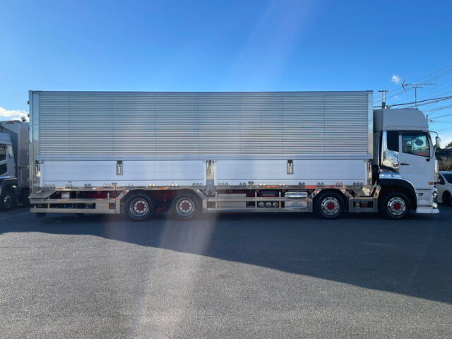 【1326】H30　クオン　ハイルーフ　ウィング　造りボディ　ステンレス多数　木床　380馬力