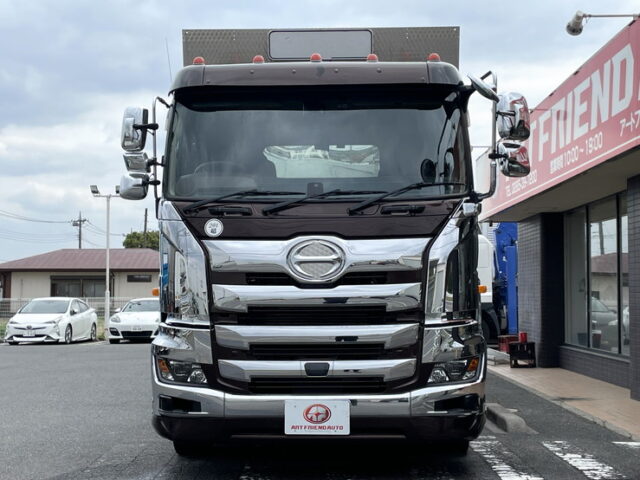 日野：プロフィア：アルミブロック平ボディ：7MT：ステンレス架装多数：メッキパーツ多数：アルミホイール　