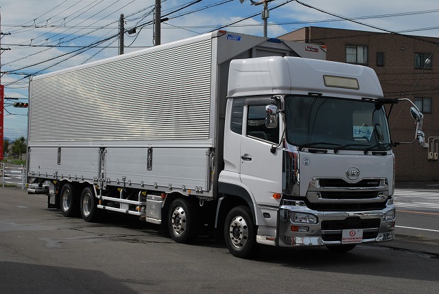 【275】UDトラックスクオン　低床　アルミウイング　格納ゲート　ハイルーフ　リヤエアサス