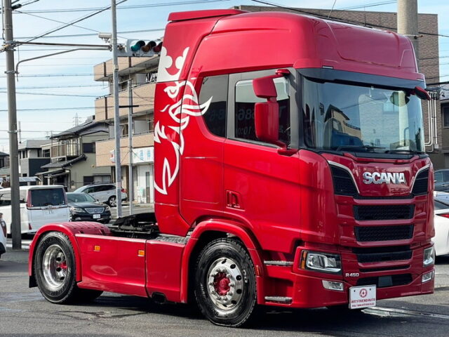 スカニア　R450　トレーラーヘッド　スライドカプラー　アルミホイール　ブタ鼻