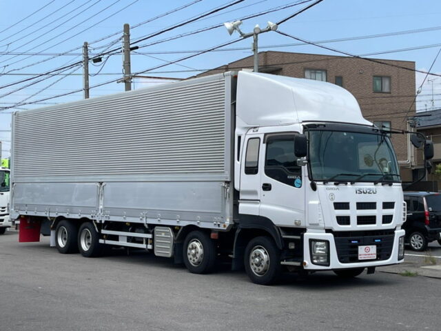 【874】H24　ギガ　ウィング　4軸低床　7速MT　380馬力　木床