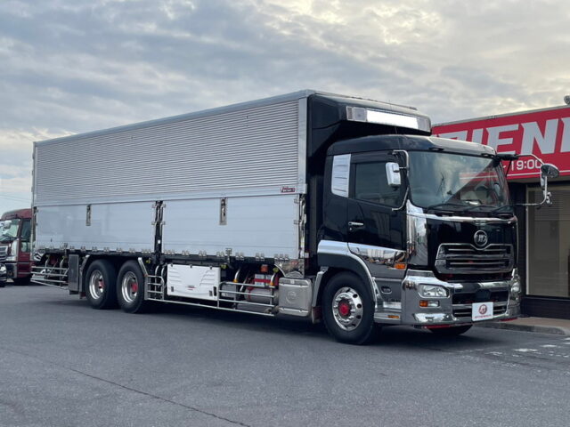 【1280】H27　クオン　冷凍ウィング　サブエンジン　低温設定　格納ゲート　ジョロダーレール4列　木床