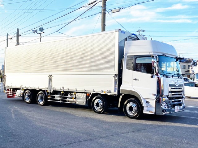 【527】UDトラックス　クオン　カスタム　ハイルーフ　ウィング　門口ステンレス