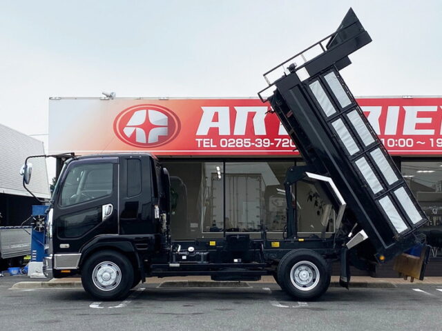 【940】H21　ファイター　ダンプ　電動コボレーン付　新明和ボディ　寝台付　車検付