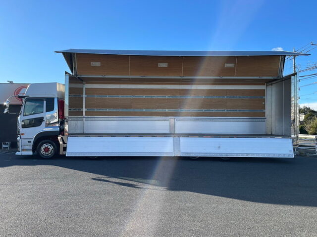 【1326】H30　クオン　ハイルーフ　ウィング　造りボディ　ステンレス多数　木床　380馬力