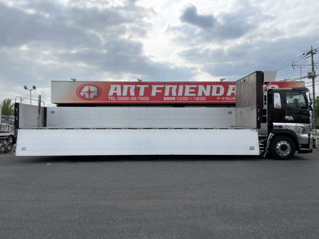 日野：プロフィア：アルミブロック平ボディ：7MT：ステンレス架装多数：メッキパーツ多数：アルミホイール　