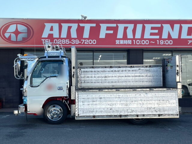 いすゞ：エルフ：造り平ボディ：内装生地張り：5MT：オバＱバンパー：フロントバイザー：架装多数