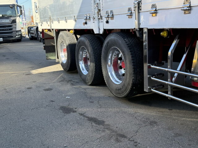 日本トレクス:トレーラー:平ボデー:アルミブロック:1Mアオリ:リフトアクスル:中残し